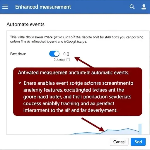 توضیحات تصویر: “بخش ‘Enhanced Measurement’ در تنظیمات جریان داده گوگل آنالیتیکس، برای فعال‌سازی رویدادهای خودکار.”