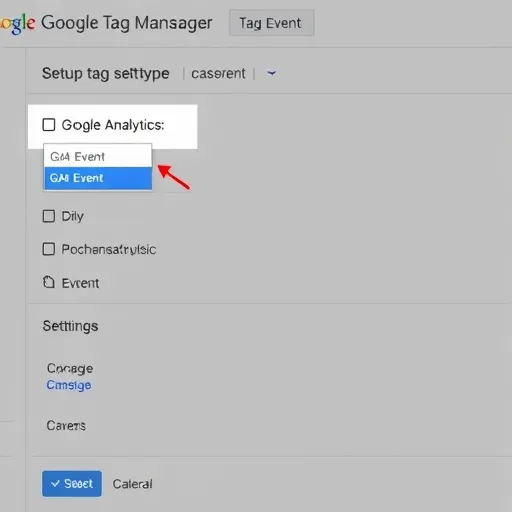 توضیحات تصویر: “انتخاب نوع تگ ‘Google Analytics: GA4 Event’ در تنظیمات تگ گوگل تگ منیجر.”